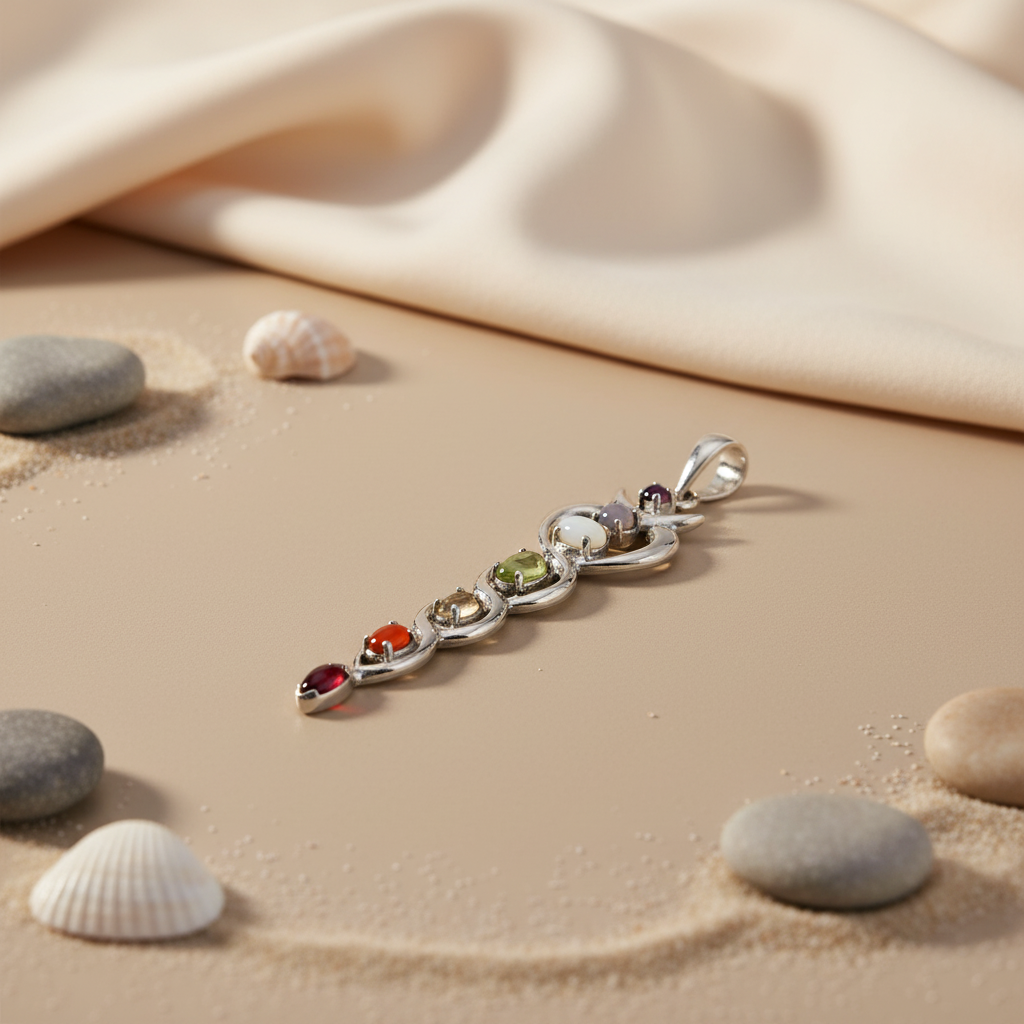 925 Silver Chakra Pendant Necklace | Gemstone Jewelry for Women