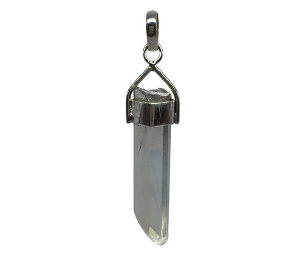 Silver Clear Quartz Crystal Pendant for Women | Gemstone Jewelry