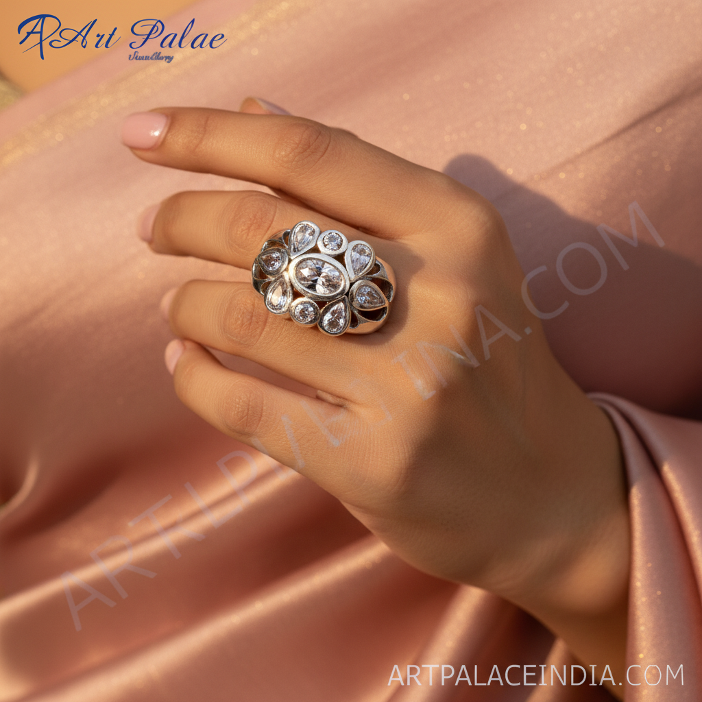 Anillo de plata con circonita cúbica para mujer | Joyería llamativa