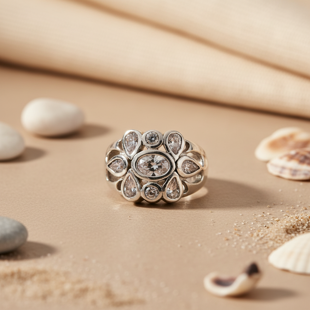 Silver Cubic Zirconia Ring for Women | Statement Jewelry