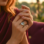 Load image into Gallery viewer, Silver Ring with Blue Gemstone for Women | Statement Ring
