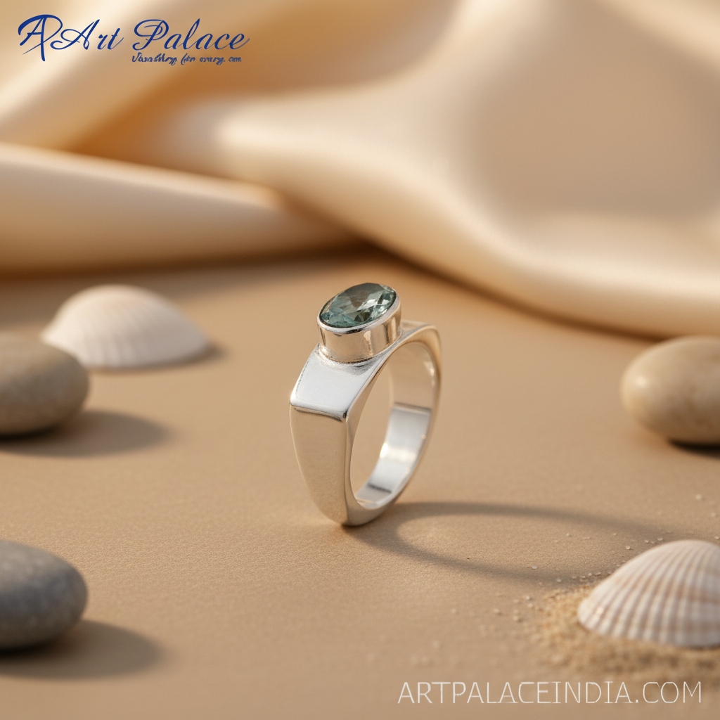 Silver ring with blue gemstone for women | statement ring