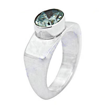 Silver ring with blue gemstone for women | statement ring