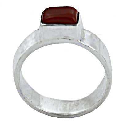 Silver ring with red gemstone | men's classic jewelry
