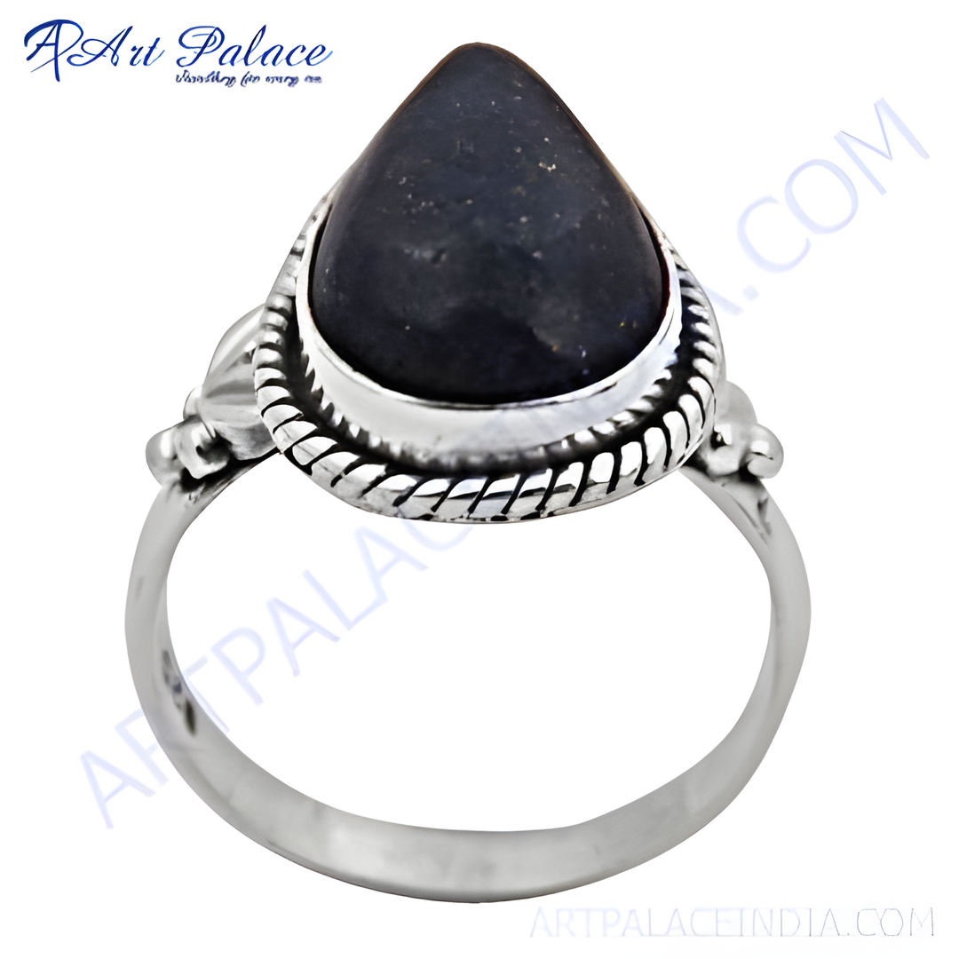 925 sterling silver ring with a large blue gemstone for women.