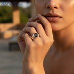 Load image into Gallery viewer, Anillo de plata de ley 925 con piedra marrón | Joyería para hombre
