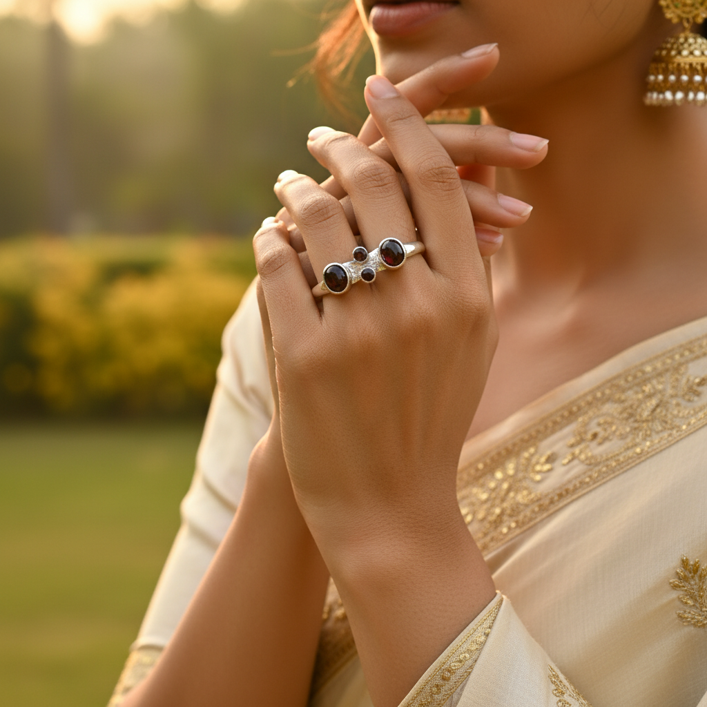 925 Silver Garnet Ring for Women | Gemstone Jewelry