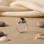 Load image into Gallery viewer, Anillo de plata de ley 925 con piedra negra para mujer | Joyería de regalo
