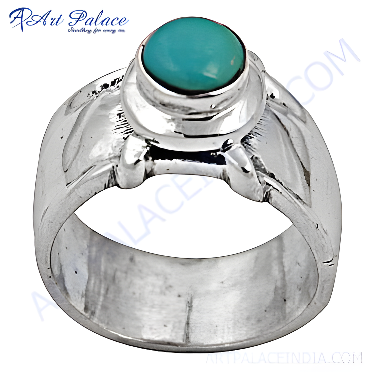 925 sterling silver ring with a vibrant turquoise gemstone center for men