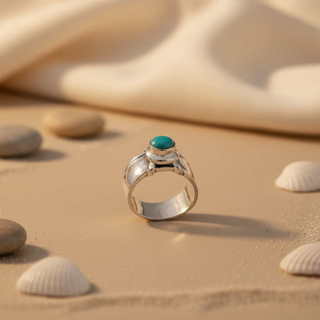 925 Silver Turquoise Ring for Men | Genuine Gemstone Jewelry