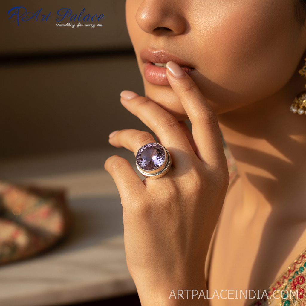Anillo de amatista en plata de ley para mujer