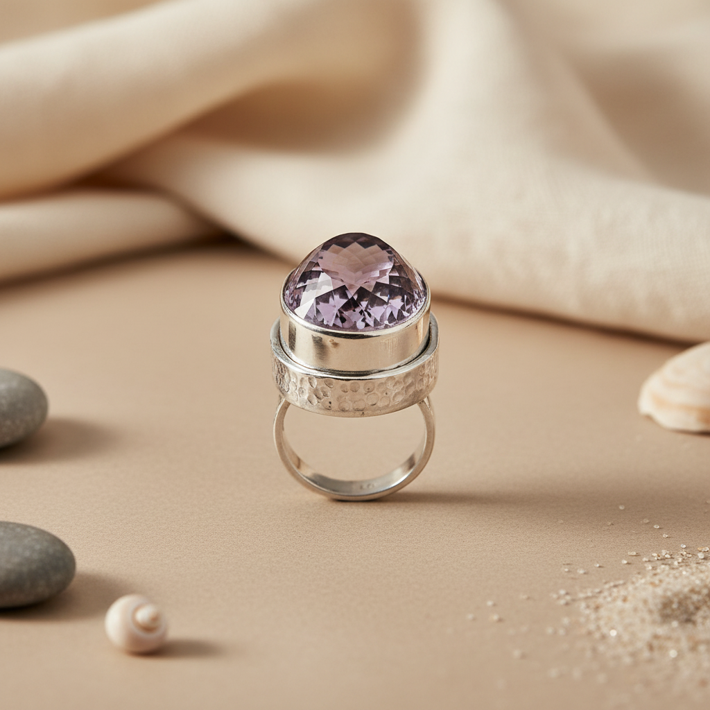 Amethyst Gemstone Ring in Sterling Silver for Women