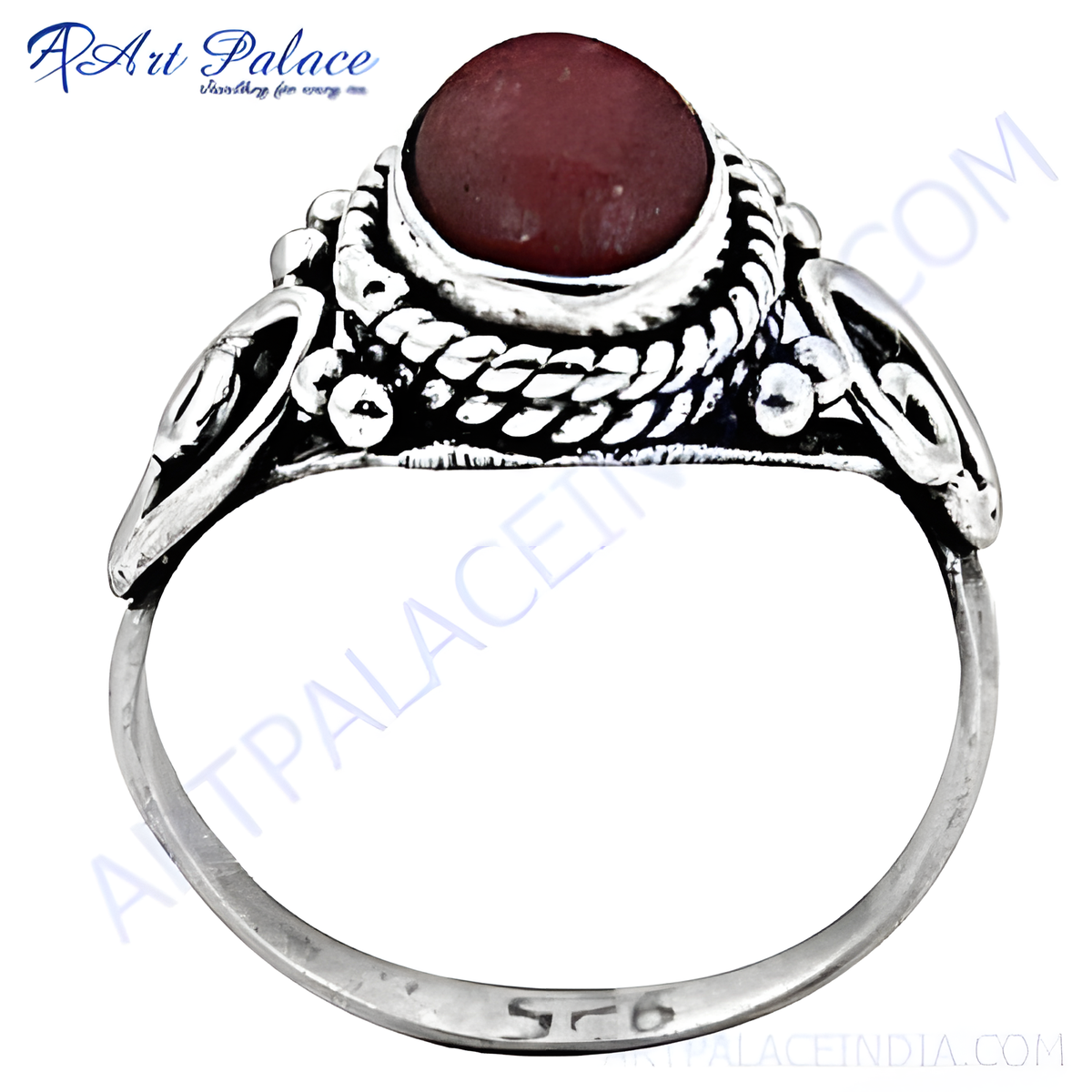 Sterling silver ring with a vibrant red garnet gemstone center, ideal for women's fashion