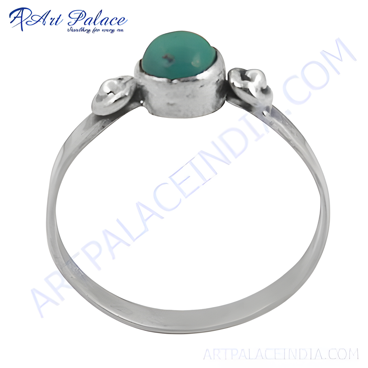 925 sterling silver ring with a round turquoise gemstone center for women