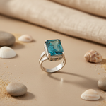 将图像加载到图库查看器中， 925 Silver Blue Gemstone Ring for Women | Cocktail Jewelry
