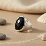 Load image into Gallery viewer, Anillo de plata con ónix para hombre | Joyería de piedra negra
