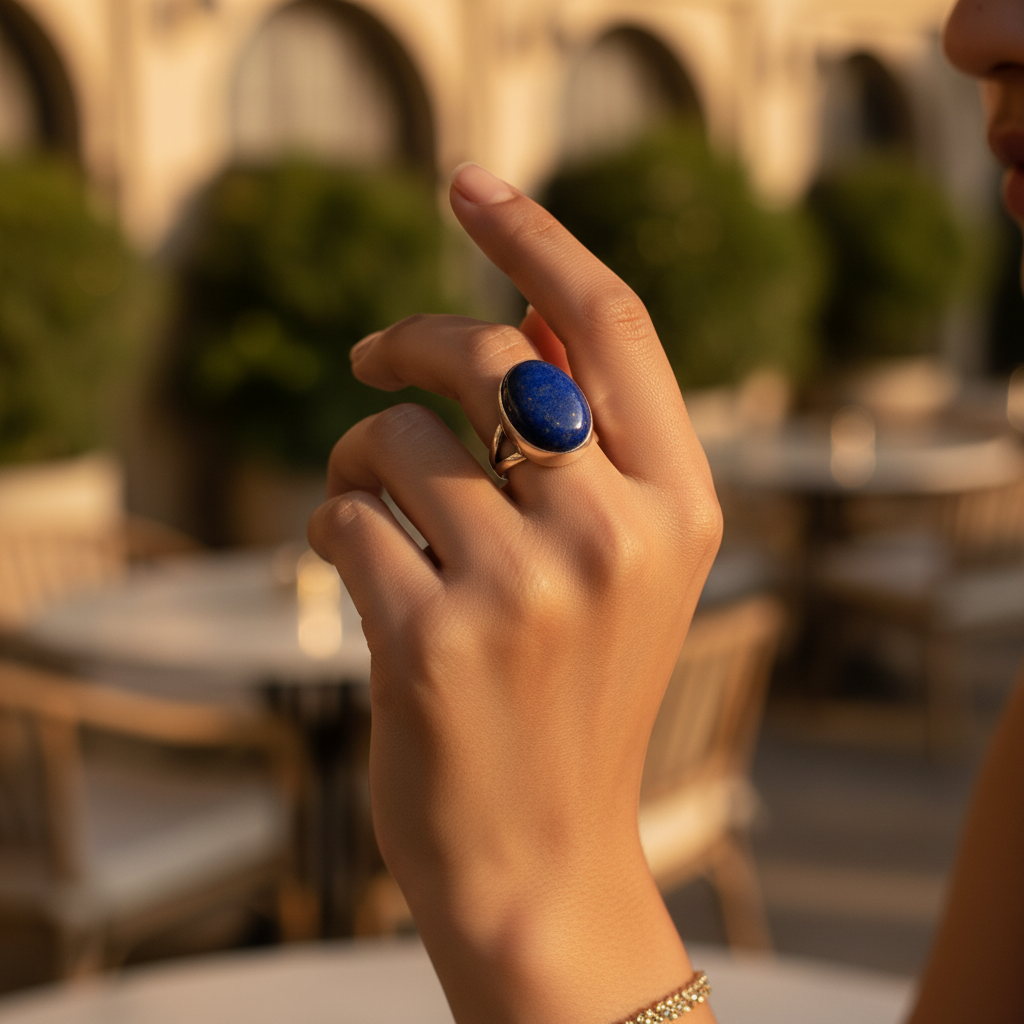 Anillo de latón con cuarzo rosa para mujer | joyas con piedras preciosas