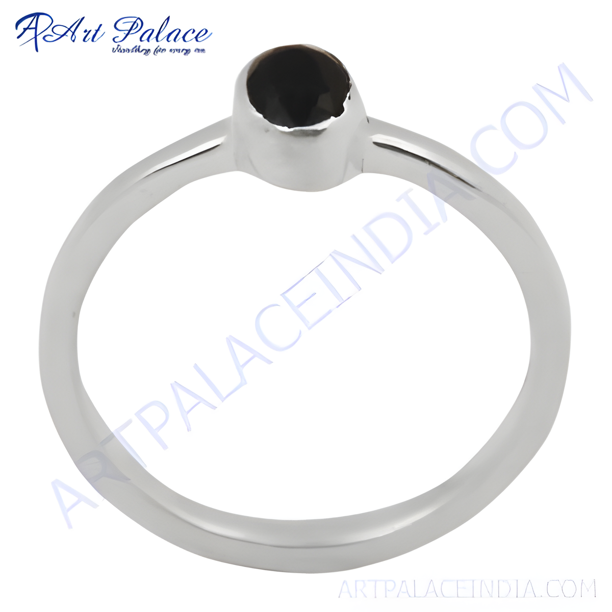 925 sterling silver ring with a black gemstone