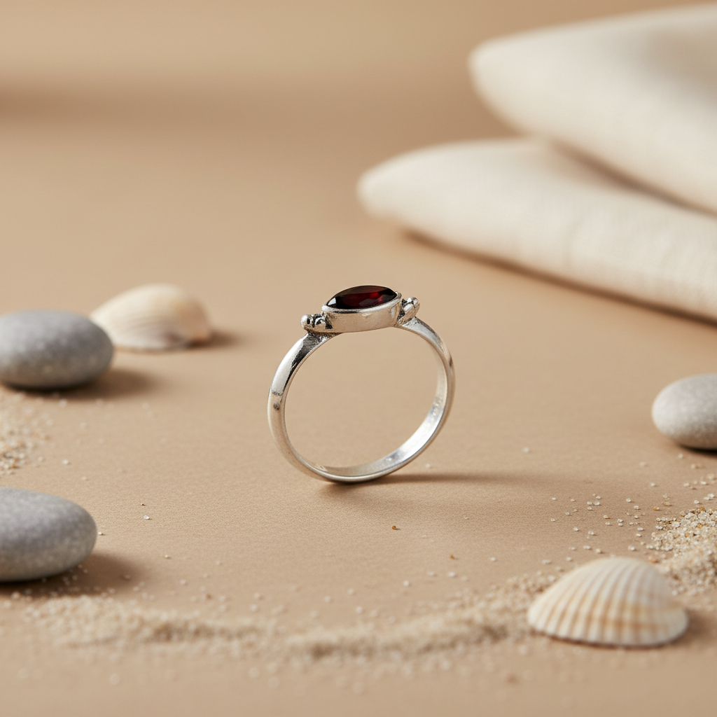 925 Silver Garnet Ring for Women | Gemstone Jewelry