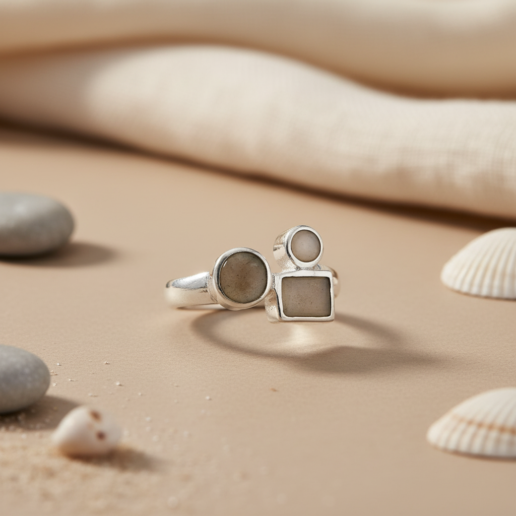 925 Silver Geometric Ring for Women | Mother of Pearl