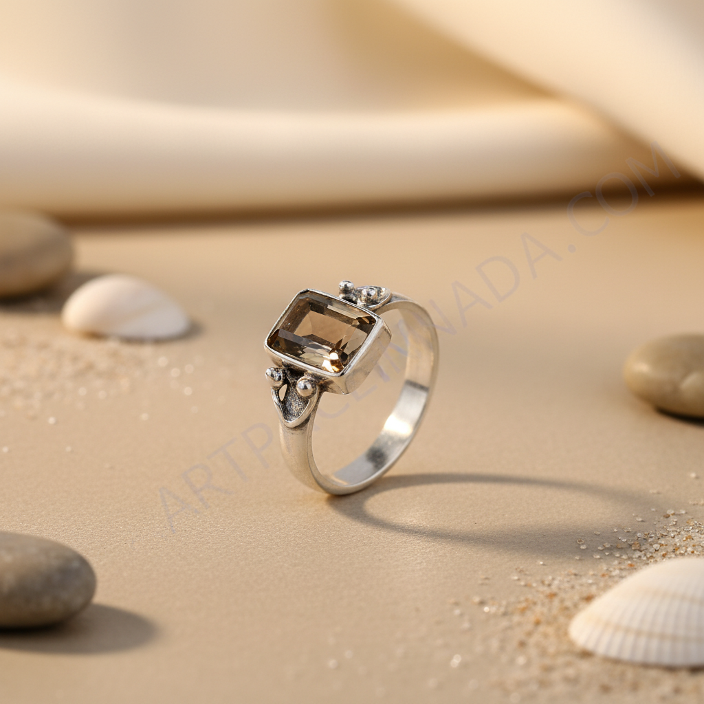 925 Silver Smoky Quartz Ring for Women | Gemstone Jewelry Gift