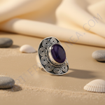 Load image into Gallery viewer, 925 Sterling Silver Ring with Oval Blue Gemstone for Women
