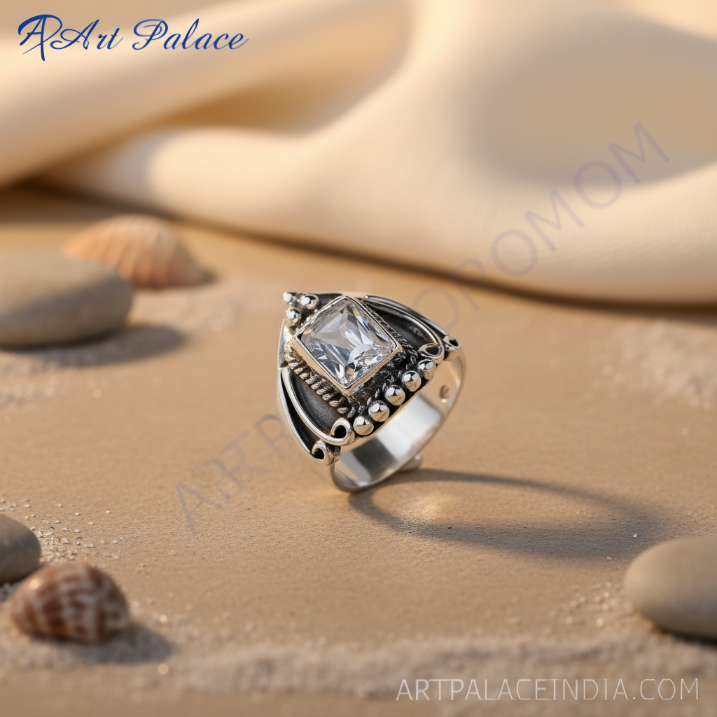 Anillo de plata 925 con corte cuadrado para mujer | Joyería de regalo