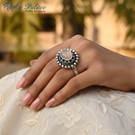 将图像加载到图库查看器中， 925纯银椭圆形宝石戒指（女士款）
