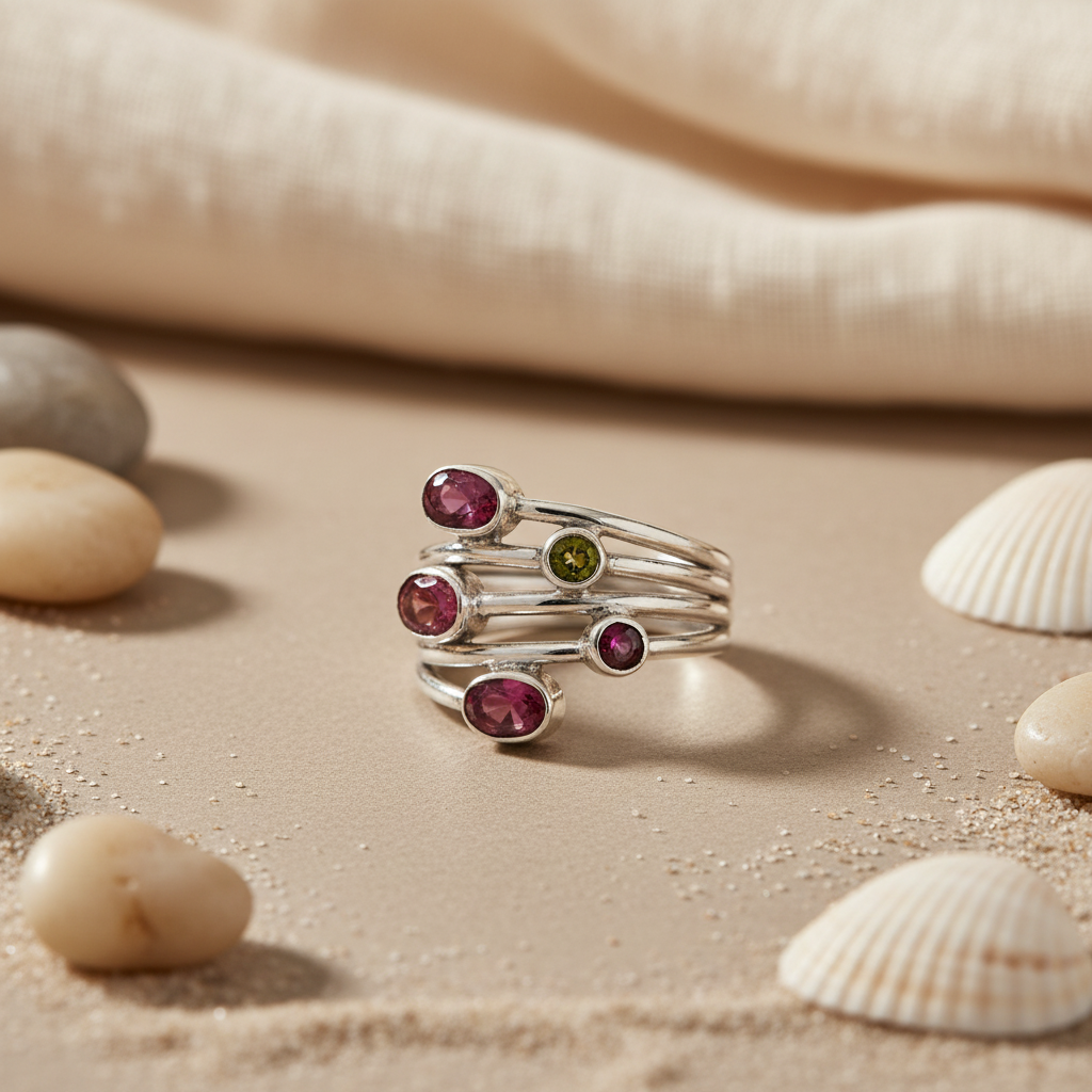 925 Silver Multi-Gemstone Ring for Women | Statement Ring