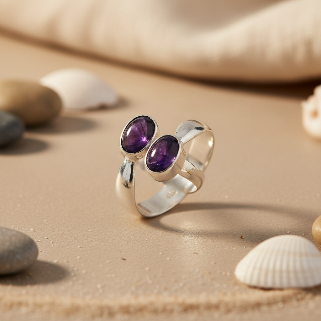 925 Silver Amethyst Gemstone Ring for Women | Gift Jewelry