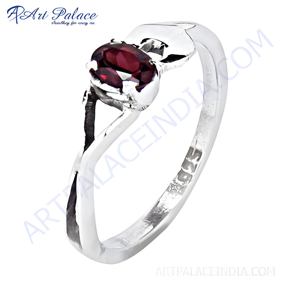 925 sterling silver ring with a vibrant oval cut red garnet gemstone