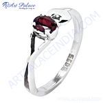 Load image into Gallery viewer, 925 sterling silver ring with a vibrant oval-cut red garnet gemstone.
