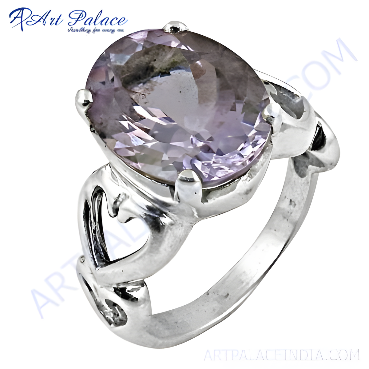 925 sterling silver amethyst ring featuring a large oval purple gemstone