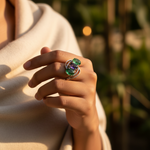 将图像加载到图库查看器中， 925 Silver Emerald &amp; Sapphire Ring for Women | Gemstone Jewelry
