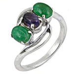 将图像加载到图库查看器中， 925 Silver Emerald &amp; Sapphire Ring for Women | Gemstone Jewelry
