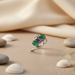 将图像加载到图库查看器中， 925 Silver Emerald &amp; Sapphire Ring for Women | Gemstone Jewelry
