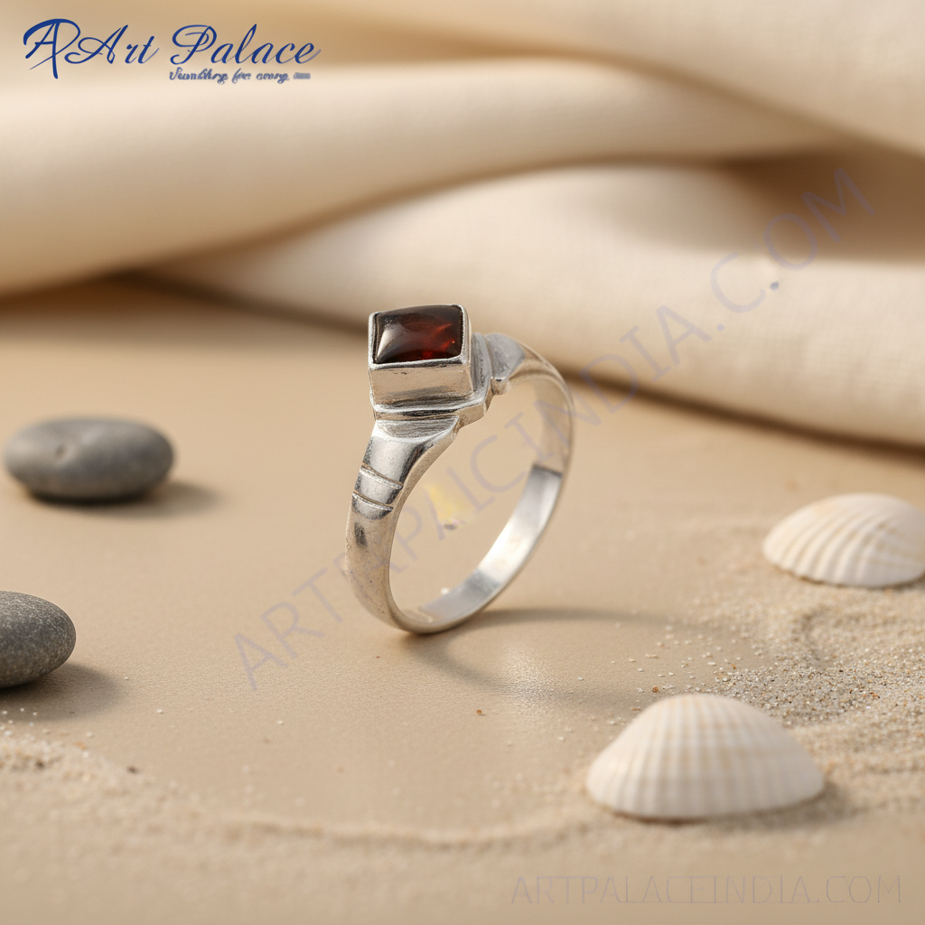 925 Silver Square Stone Ring | Men's Statement Jewelry