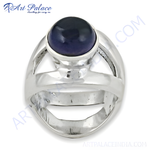 Load image into Gallery viewer, 925 sterling silver statement ring with a large blue gemstone, perfect for women's fashion jewelry.
