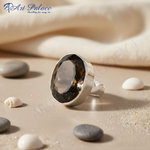 Load image into Gallery viewer, Smoky Quartz Oval Ring in 925 Silver | Statement Jewelry
