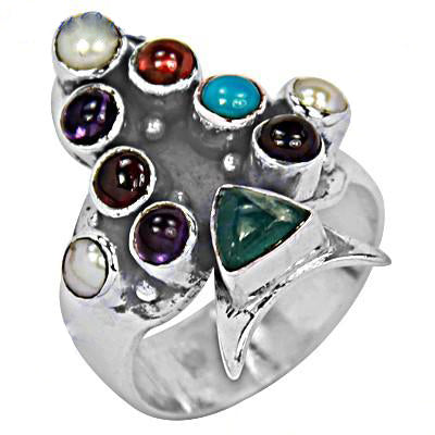 925 Silver Multi-Gemstone Cocktail Ring | Women's Ring