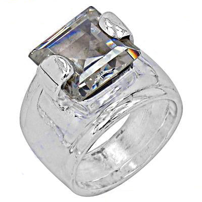 Silver Emerald Cut Cubic Zirconia Ring for Women | Gift