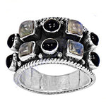 Load image into Gallery viewer, 925 Silver Gemstone Ring for Women | Moonstone &amp; Onyx Ring
