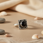 将图像加载到图库查看器中， 925 Silver Onyx Ring for Women | Square Stone Jewelry
