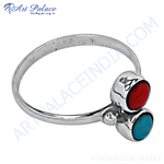 Load image into Gallery viewer, 925 sterling silver ring with red and blue gemstones, a vibrant and stylish piece of jewelry.
