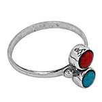 将图像加载到图库查看器中， 925 Silver Ring with Red &amp; Blue Gemstones | Women's Ring

