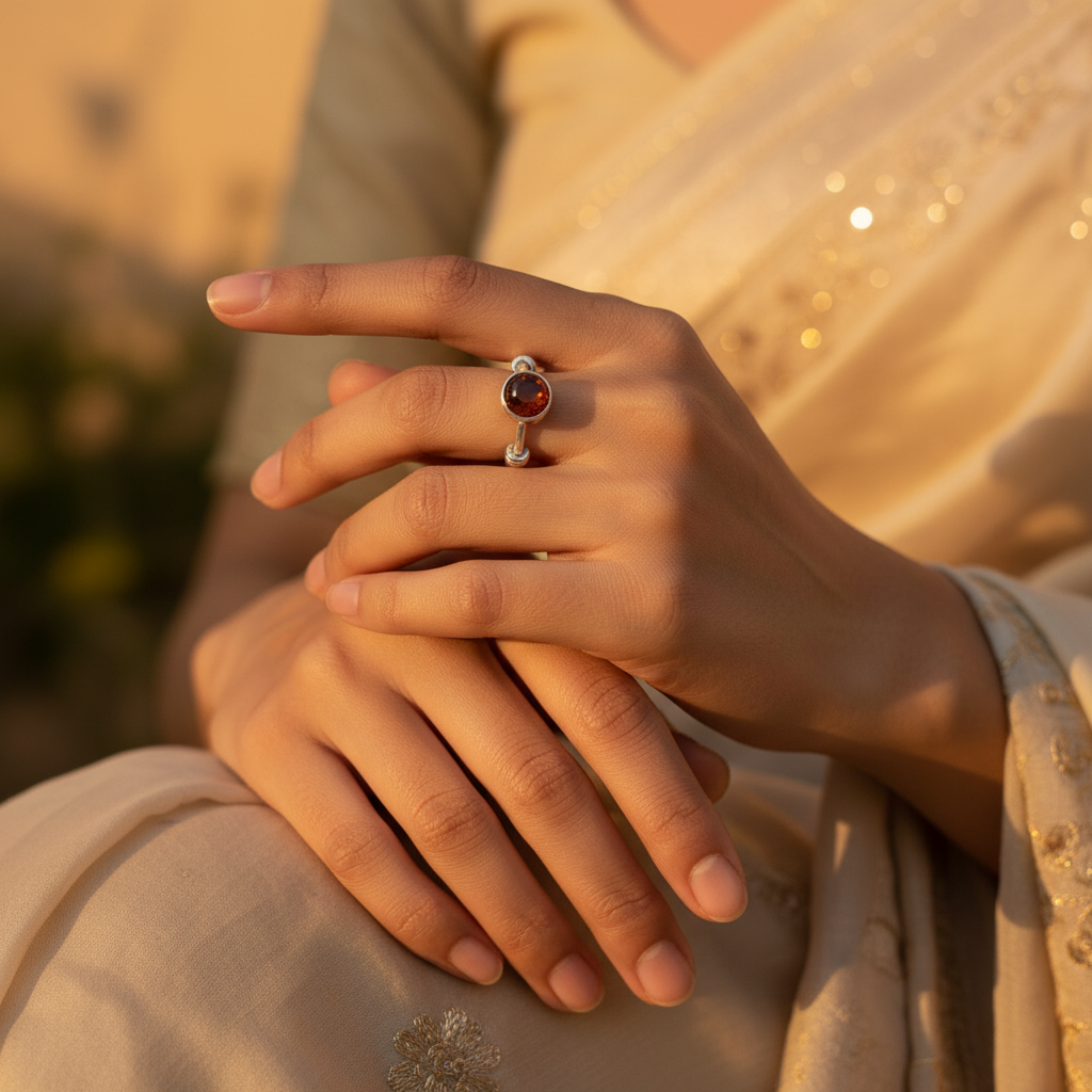 925 Silver Red Gemstone Ring | For Women | Daily Wear