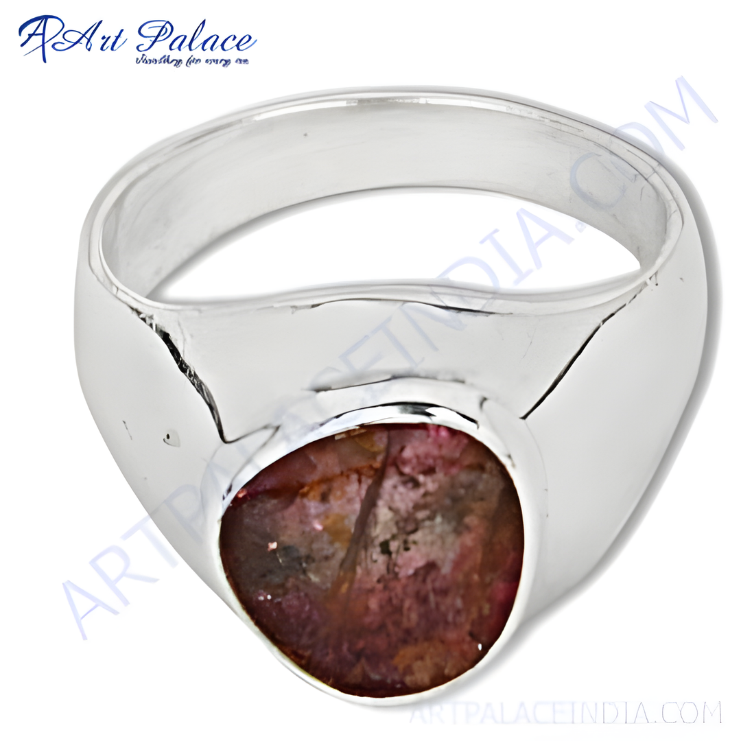 Sterling silver ring with a natural ruby gemstone. Red gemstone ring.