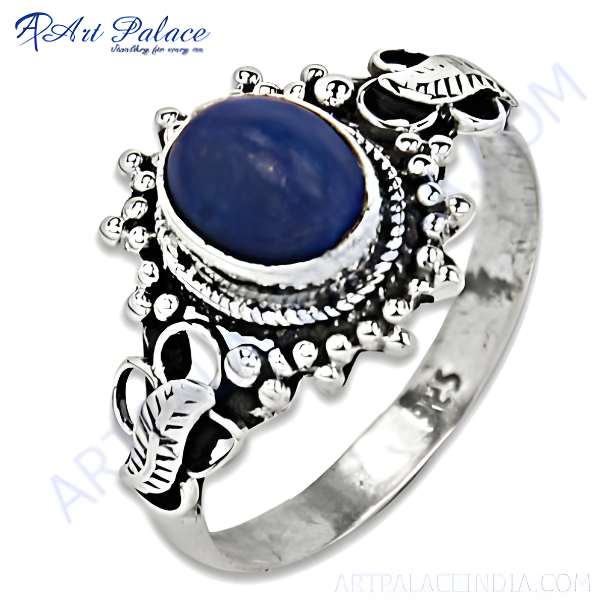 925 sterling silver ring featuring a vibrant blue oval cut lapis lazuli gemstone