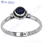 Load image into Gallery viewer, 925 sterling silver ring with a round, blue gemstone center, perfect for daily wear.
