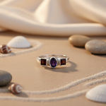 将图像加载到图库查看器中， 925 Silver Garnet &amp; Amethyst Ring for Women | Gift Jewelry
